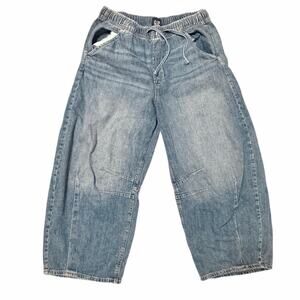 GAP Barrel Leg Jeans Medium | Drawstring Elastic Waist Baggy Denim